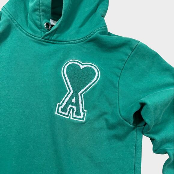 AMI Paris Alexandre Mattiussi Hoodie Green Ami de Coeur Logo XS Portugal - Picture 7 of 15